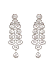 Elegant Halo Pattern American Diamond Jewellery Set with Maangtikka