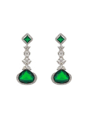 Green Floral Drop AD Silver-Plated Jewellery Set