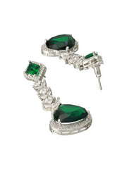 Green Floral Drop AD Silver-Plated Jewellery Set