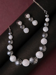 Silver Plated Studded Circle Jewellery Set