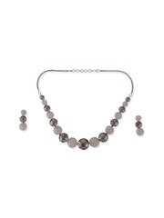 Silver Plated Studded Circle Jewellery Set