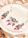 Purple Stone Studded Silver Plated Floral Jewellery Set