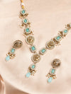 Sky Blue Stone Studded Gold Plated Jewellery Set