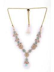 Sky Blue Stone Studded Gold Plated Jewellery Set