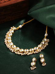 A Fusion of Kundan and Pearl in Gold-Plated Jewellery Set