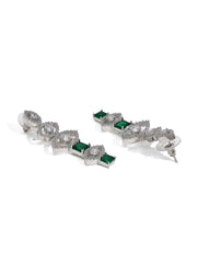 Silver-Plated American Diamond Jewellery Set in Stunning Green Earring