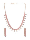 Rose Gold Plated Jewelry Set with American Diamond and Pink Stone Accents