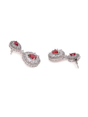 American Diamond Floral Red Jewellery Set