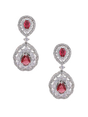 American Diamond Floral Red Jewellery Set