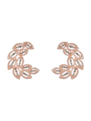 Statement Studded Leaf Design Rose Gold-Plated Jewellery Set