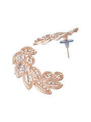 Statement Studded Leaf Design Rose Gold-Plated Jewellery Set