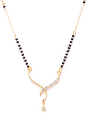 Utter Grace - American Diamond Studded Black Beaded Gold-Plated Chain Mangalsutra