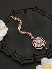 Floral American Diamond Rose Gold-Plated Maangtikka