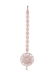 Floral American Diamond Rose Gold-Plated Maangtikka