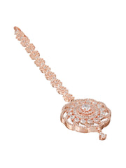 Floral American Diamond Rose Gold-Plated Maangtikka