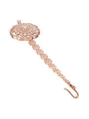 Floral American Diamond Rose Gold-Plated Maangtikka