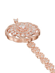 Floral American Diamond Rose Gold-Plated Maangtikka