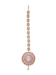 American Diamond Maangtika Collection in Exquisite Rose Gold Plating