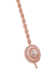 American Diamond Maangtika Collection in Exquisite Rose Gold Plating