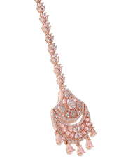 American Diamond Maangtika in Exquisite Rose Gold Plating