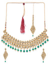 Emerald Kundan Gold Plated MaangTika Jewellery Set