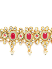 Kundan Ruby Pearls Gold Plated Choker