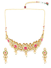 Kundan Ruby Pearls Gold Plated Choker