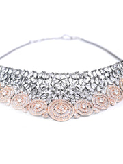 Glitz Appeal-Grey American Diamond Cubic Zirconia Rose Gold Plated Choker Set