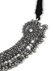 German Silver Oxidised Ghungroo Necklace