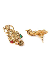 Ruby Emerald Beads Gold Plated Temple Jewellery Set