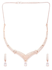 American Diamond Rose Gold Plated Jewellery Set