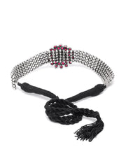 Ruby German Silver Oxidised Choker