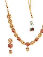 Ruby Kundan Pearls Gold Plated Jewellery Set