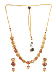 Ruby Kundan Pearls Gold Plated Jewellery Set