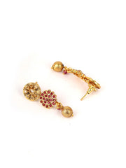 Ruby Kundan Pearls Gold Plated Jewellery Set