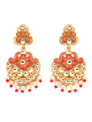 Ethnic Gold & Red Floral Meenakari Jewellery Set