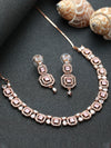 Pink Floral AD Rose Gold Plated Jewellery Set