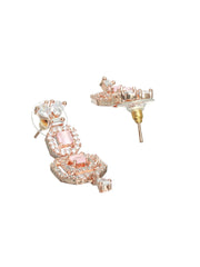 Pink Floral AD Rose Gold Plated Jewellery Set