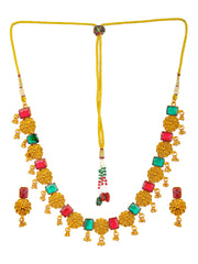 Studded Floral Multicolor Gold-Plated Jewellery Set