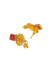 Studded Floral Multicolor Gold-Plated Jewellery Set