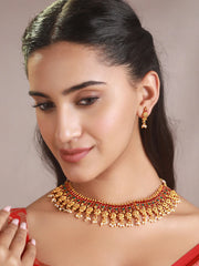 Traditional Floral Kemp Stone Gold-Plated Jewellery Set