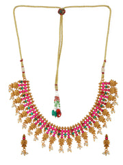 Traditional Floral Kemp Stone Gold-Plated Jewellery Set