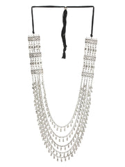 Multilayer Floral Ghunghroo Beads Oxidised Silver Necklace