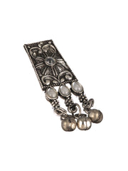 Studded Floral Bell Drop Oxidised Silver Choker Jewellery Set