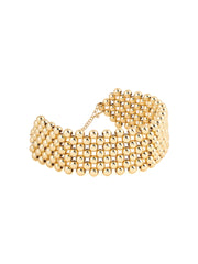 Gold Beaded Sequenced Gold Plated Choker Necklace