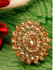 Shobha-Gold-Plated Stones Studded Adjustable Ring