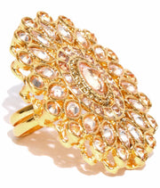 Shobha-Gold-Plated Stones Studded Adjustable Ring