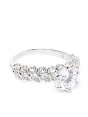 Eternity Band - Rhodium Plated AD and CZ Studded Off Silver Finger Ring