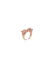 Rose Gold American Diamond Studded Lioness Ring