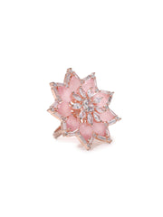 Rose Gold Plated Ring Adorned with Pink Stones